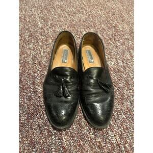 Stanley Blacker Italy Black Leather Tassel Slip On Dress Loafer Shoes Mens 9